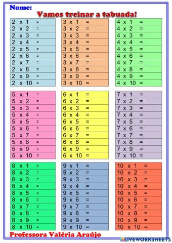 Vamos treinar a tabuada!