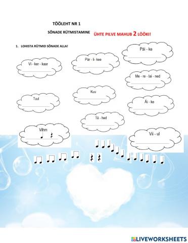 2. klass - sõnade rütmistamine