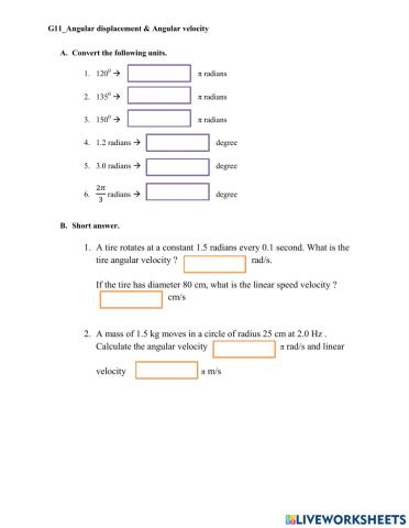 Angular Displacement and Angular velocity