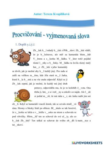 Procvičování - vyjmenovaná slova