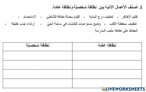 النظافة العامّة والنظافة الشخصيّة