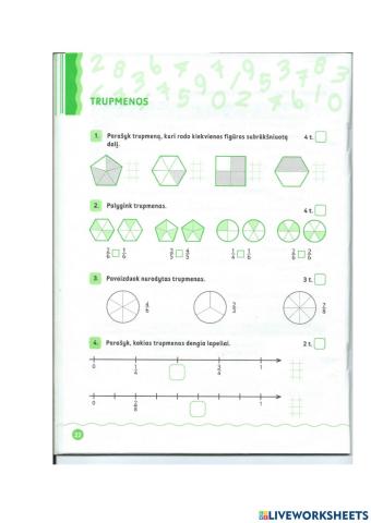 Matematika. Pasitikrinamasis darbas.Trupmenos