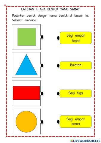 Transisi Tahun 1: Apa bentuk yang sama? (Latihan 1)