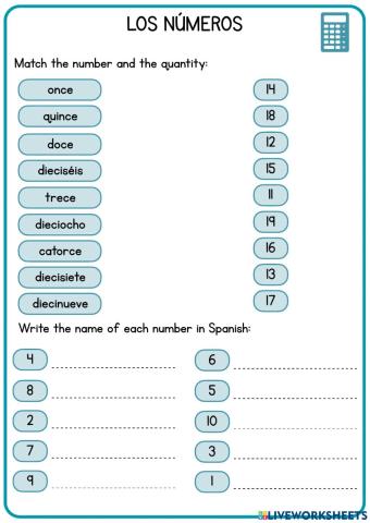 Los números del 1-19