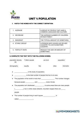 Unit 1 Population