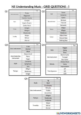 N5 Music Grid Questions 1