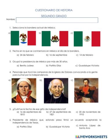 3° Cuestionario Historia