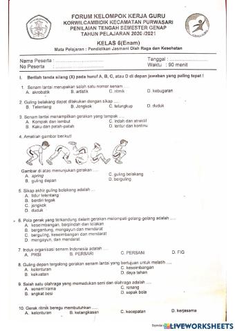 Soal PTS 2 PJOK