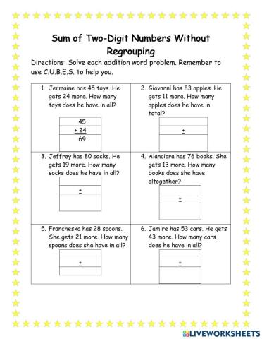 Sum of Two-Digit Numbers Without Regrouping