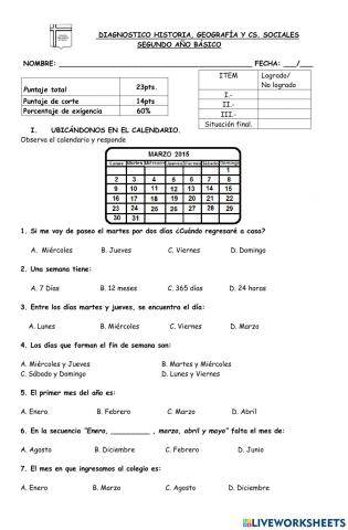 Diagnóstico 2° HISTORIA 2021