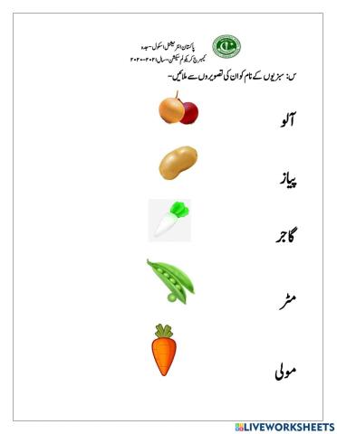 Vegetable worksheet