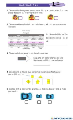 EXAMEN MATEMATICAS PRIMERO