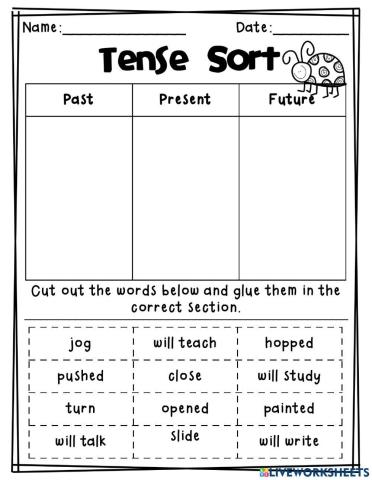 Verb Tenses Sort