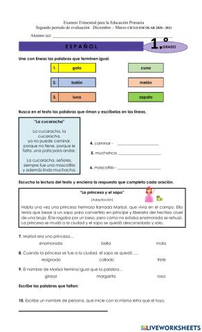 Examen 2 trimestre  1 grado18