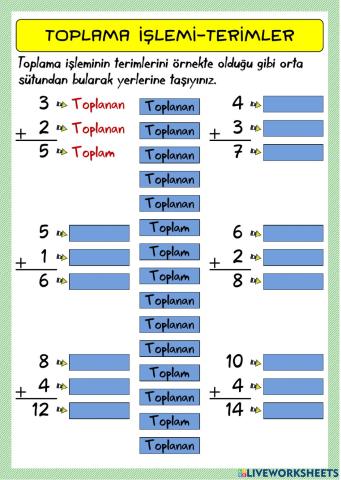 Toplama İşlemi-Terimler