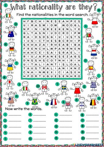 What nationality are they? - word search
