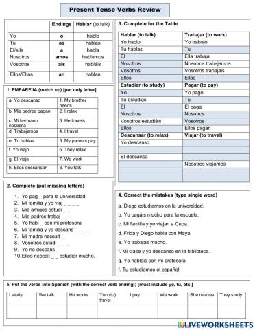 Year 9 -AR Verbs Revision