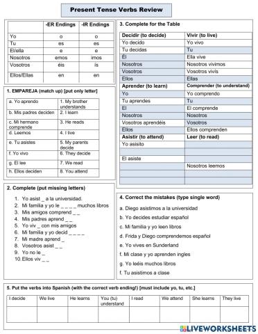 Year 9 -ER & -IR Verb Revision