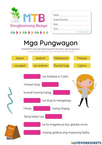 Mga Pungwayon (HuntersWoodsPH MTB Sinugboanong Binisaya Worksheet)