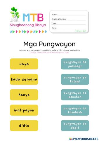 Mga Pungwayon (HuntersWoodsPH MTB Sinugboanong Binisaya Worksheet)