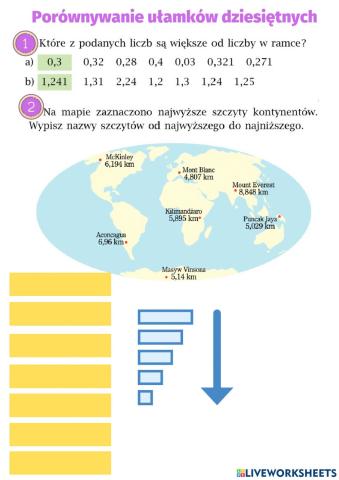 Porównywanie ulamków dziesiętnych