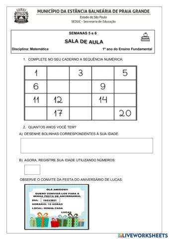 Atividades da plataforma Matemática- semana 5 e 6