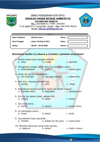 PTS Bahasa Jawa Semester II