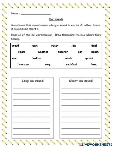 Ea Digraph - Long and short 'e' Sound