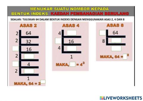 Menukar suatu nombor kepada nombor dalam bentuk indeks