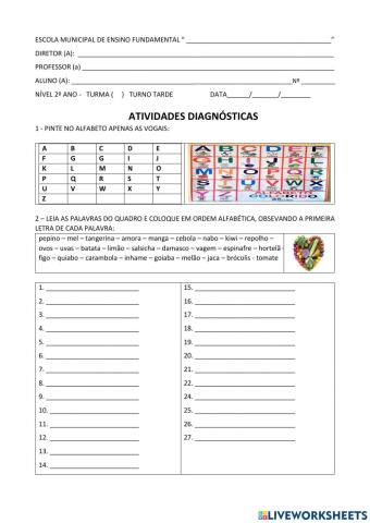 Atividade diagnóstica 2º ano