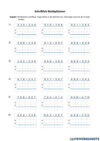 Schriftlich Multiolizieren