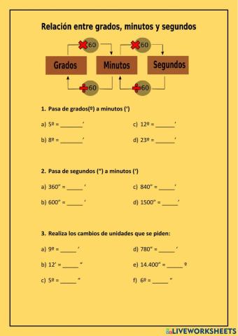 Conversión de grados, minutos y segundos