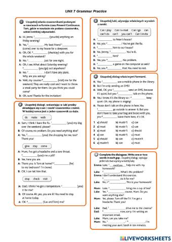 Unit 7 grammar modal verbs