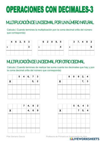 Multiplicación decimales