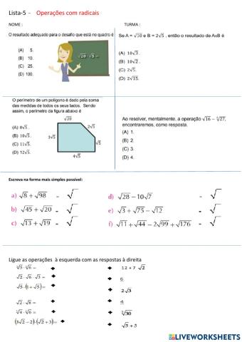 Operações com radicais