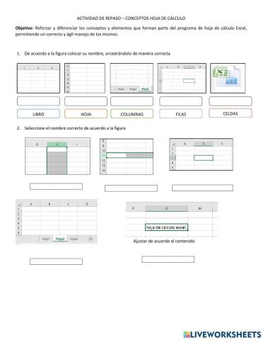 ACTIVIDAD DE REPASO - CONCEPTOS HOJA DE CALCULO EXCEL