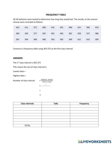 Frequency Table 3