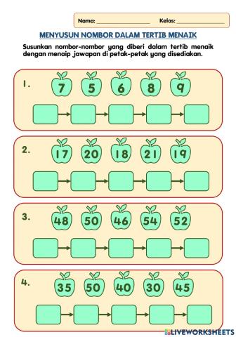 Menyusun Nombor Dalam Tertib Menaik