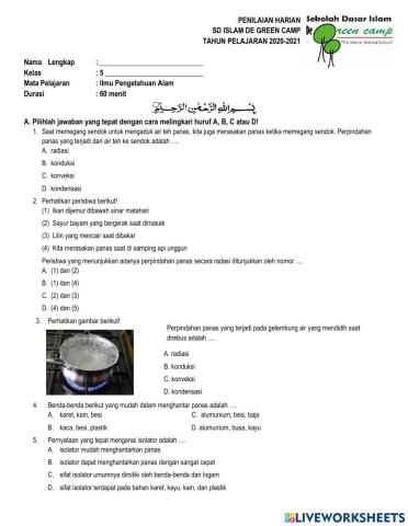 Soal PH IPA Materi Kalor