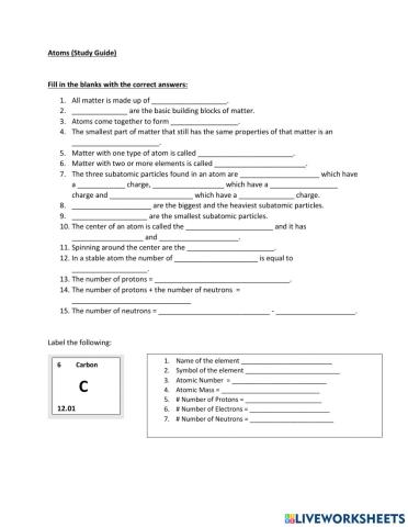 Atoms- Study guide