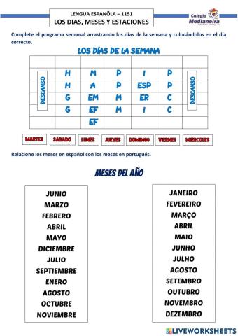 Dias, Meses, Estação 1151