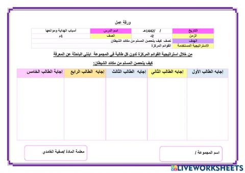 ورقة عمل 2