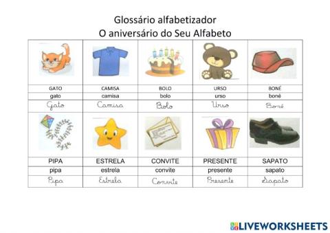 Glossário alfabetizador - seu alfabeto