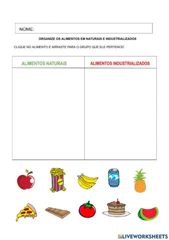 Alimentos naturais e industrializados