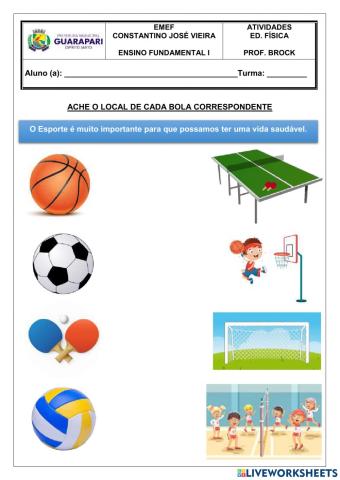 Ache o local de cada bola correspondente