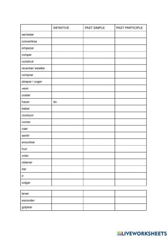 Irregular verbs