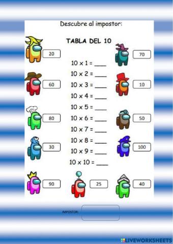 Tabla del 10