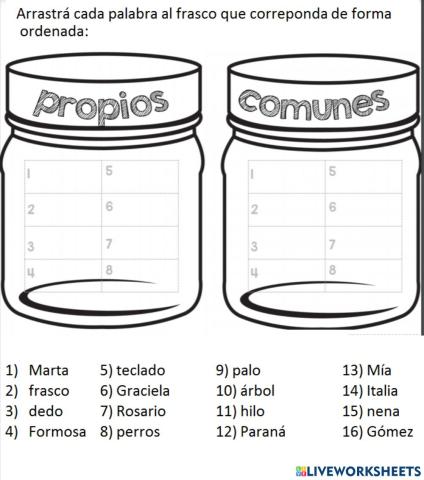 Sustantivos comunes y propios