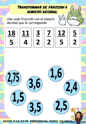 Transformar de fracción a decimal