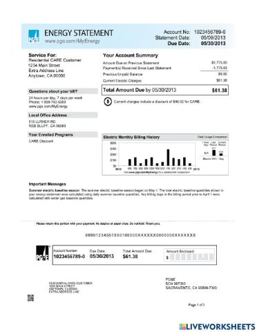 Reading billing statements